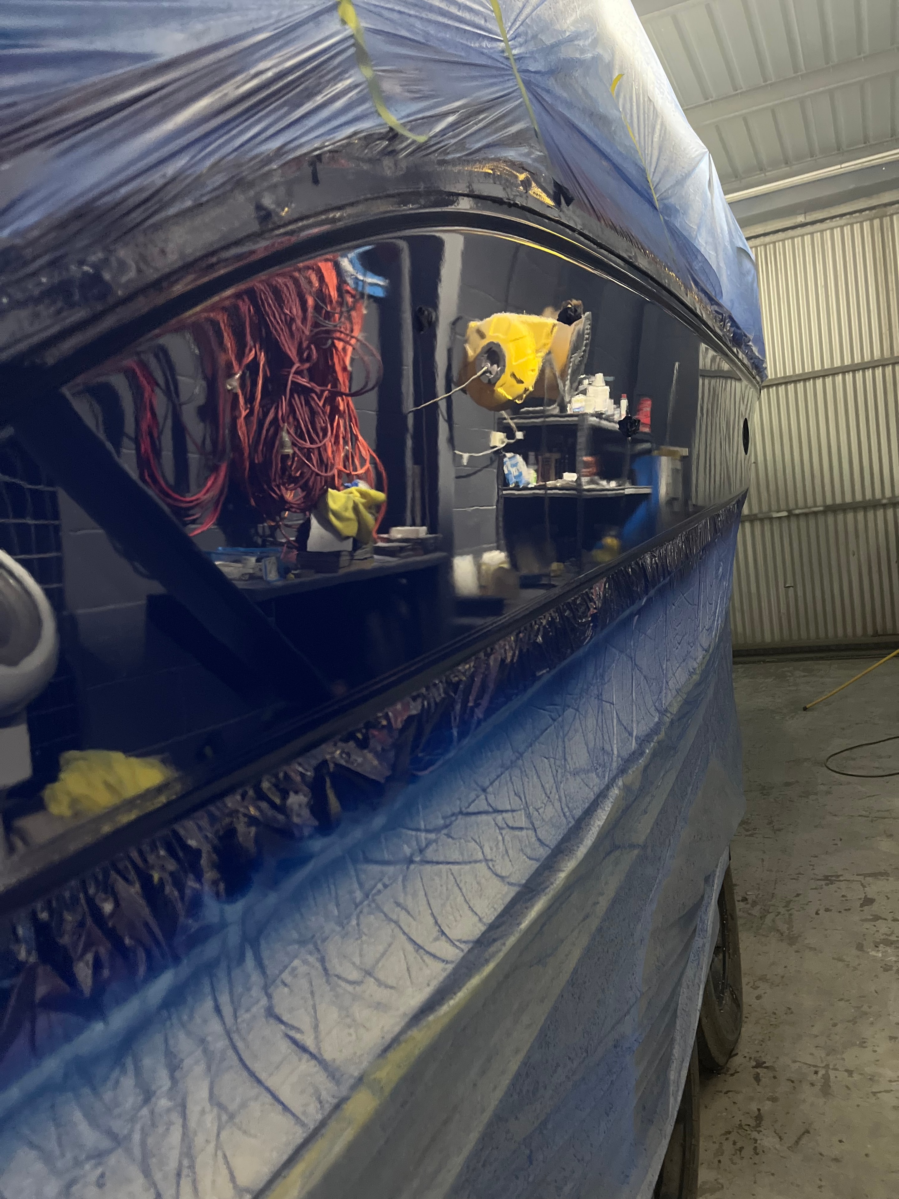 Boat interior stripped and prepped for respray